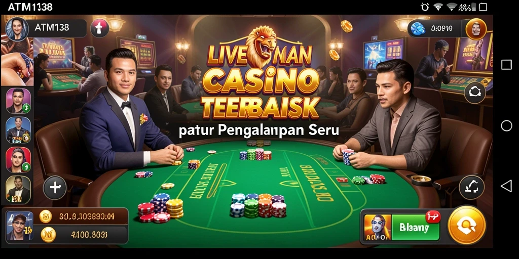 Screenshot ATM138 menampilkan dealer profesional yang sedang memandu permainan Live Casino.