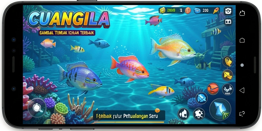 Tampilan gameplay seru saat menembak ikan di CUANGILA.