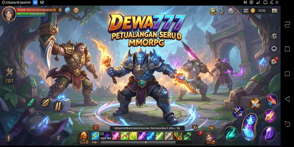 Screenshot gameplay DEWA777 menampilkan pertempuran epik dalam dunia MMORPG.