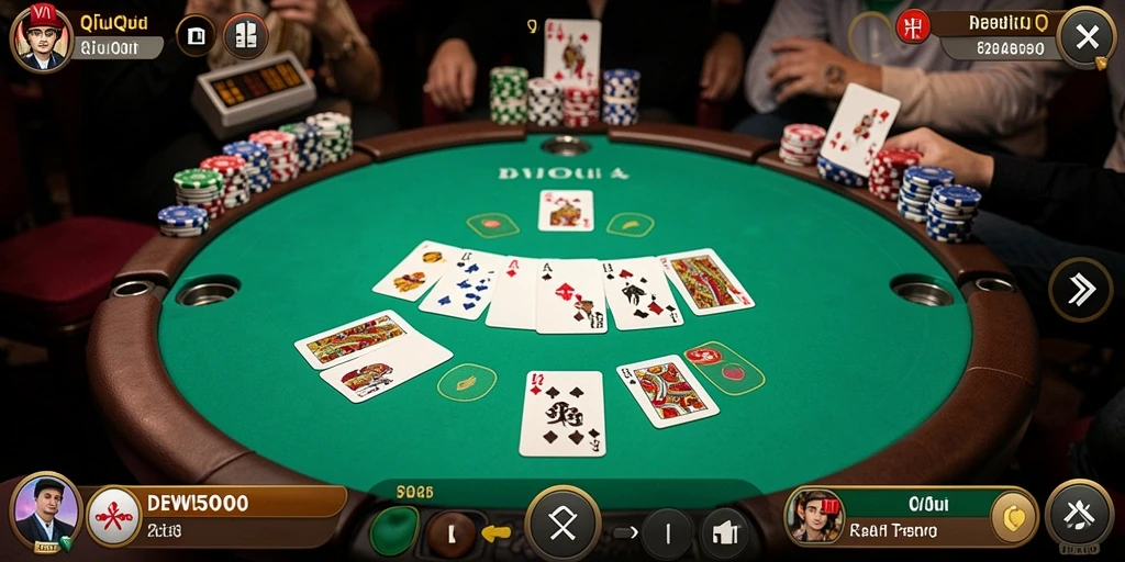 Tampilan gameplay seru dalam DEWI5000 yang menampilkan kartu QiuQiu.