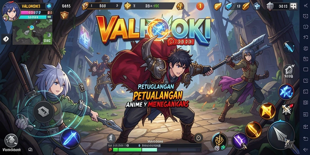 Tampilan gameplay VALOHOKI yang mengesankan dan karakter anime yang unik.
