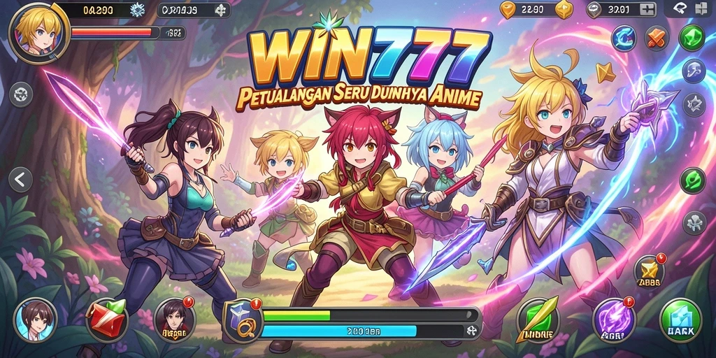 Tampilan gameplay menakjubkan dalam WIN777 dengan karakter anime beraksi.