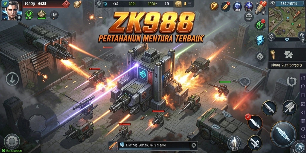 Tampilan gameplay seru dengan berbagai jenis menara dan musuh.